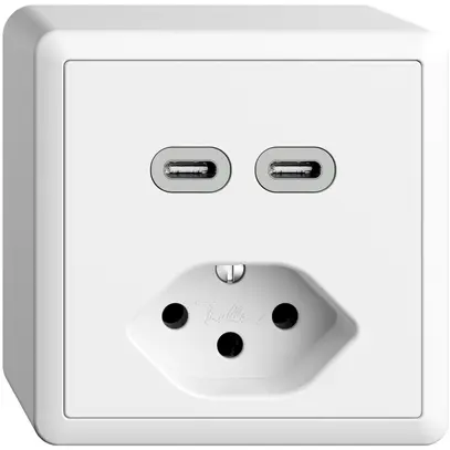 AP-Steckdose USB 2×Typ C + Typ 13 Feller EDIZIOdue FX54 230V 3000mA weiss 