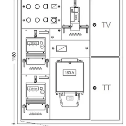 Armadio per contatore INC HAG 2 contatori 1NKE 1 scatalo rac. 1TT 1TV 930×1180mm 