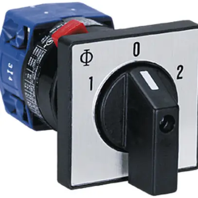 Interruttore rotativo INS K&N, 20A/690V 2/1L manopola ne 48×48mm Ø22.5mm "1-0-2" 