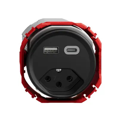 USB-Ladesteckdose STANDARDdue SNAPFIX® USB A+C/T13 3A 230V AC sz 