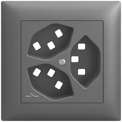 Kit montaggio INC Feller EDIZIOdue, per presa 3×T23 1×separato, grigio scuro 