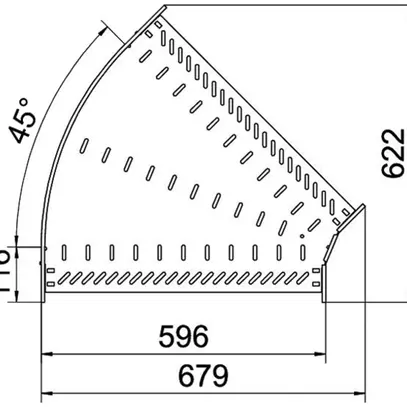 Coude BET RB 45° 85×600mm acier zingué en continu 