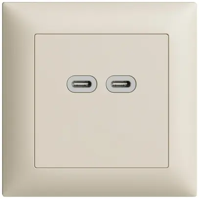 Prise ENC USB 18W 2×type C Feller EDIZIOdue FMI 230V 3600mA crema 