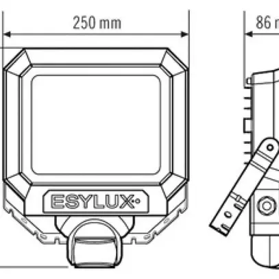 Projecteur LED ESYLUX AFL SUN, 30W 3000K 2400lm 227×86×290mm IP65, noir 
