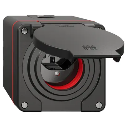Prise NAP NEVO, 1×T23, IP55 d'après SN 441011, a.joint rouge, noir 