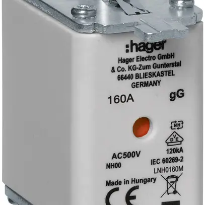 Fusible HPC Hager DIN00 500VAC 160A gG/gL avertisseur double antirouille 