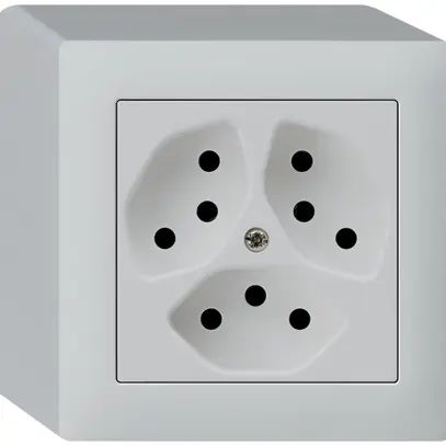 Presa AP kallysto 3×T13 grigio chiaro con protezione bambini 