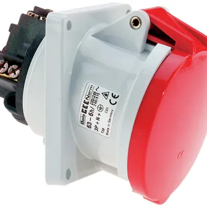 Prise INC CEE Bals 5P 63A 400V 6h rouge IP44 nick.QC obliq. 