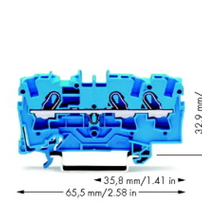 Borne de passage WAGO TopJob-S 4mm² 3L bleu série 2004 