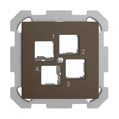Kit di montaggio INC Edue FM EASYNET S-One, per 4×RJ45, uscita dritta, coffee 