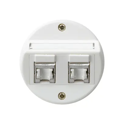 Inserto per presa INC basico A cat.6 2×RJ45/s uscita obliqua bianco 