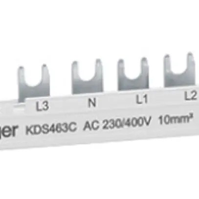 Phasenschiene Hager quickconnect 4P 3L Gabel 10mm² 63A 430×6mm weiss 