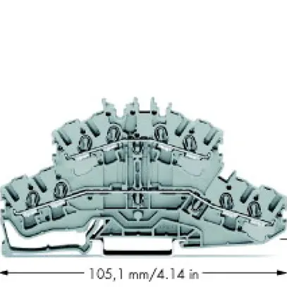 Borne 2 étages WAGO 4L, L/L gris 