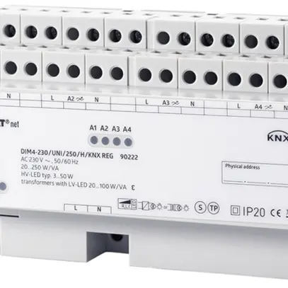 Attuatore-variatore AMD KNX Luxomat DIM4-230/UNI/250/H/KNX, 230VAC max. 4×250W 