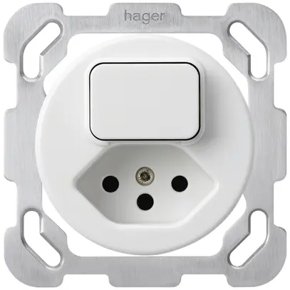 Inserto per combinazione INC I basico 6+tipo 13 bianco con placca di fissaggio 