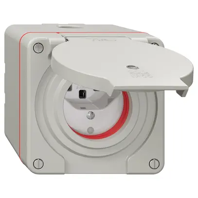 Prise NAP NEVO, 1×T23, IP55 d'après SN 441011, a.joint rouge, a.LED, gris clair 