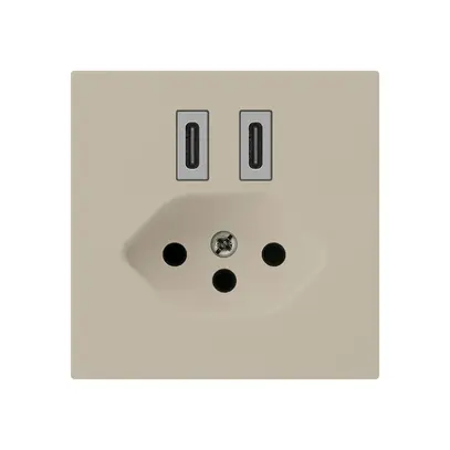 Presa di carica USB Hager kallysto C-C 20W+T13 5V 60×60mm beige 