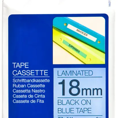 Cassette ruban Brother TZe-541 18mm×8m, bleu/noir 