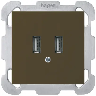 Prise de charge USB ENC Hager kallysto B 240V 2400mA brun 
