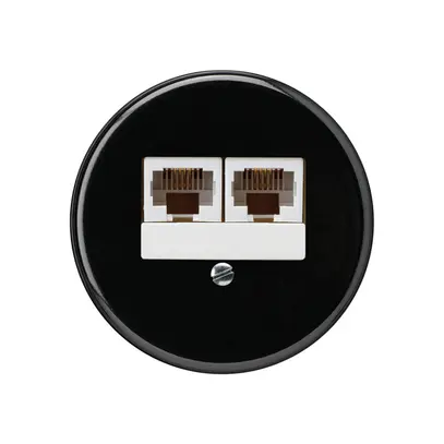 Inserto per scatola INC basico 2×RJ45u separato nero 