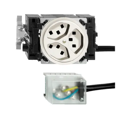 Presa INS 3×T23 16A bianco 53mm L2 FH per Ecobus power 
