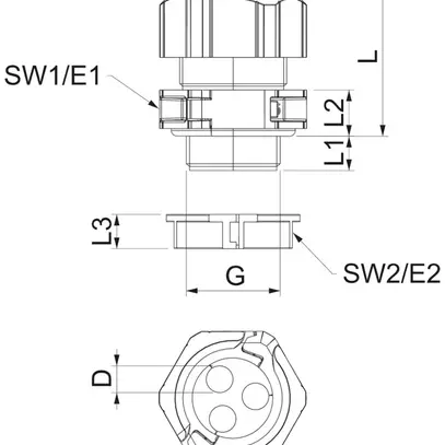 Pressacavo Bettermann V-TEC TB25 separabile M25 3×Ø7mm IP67 grigio 