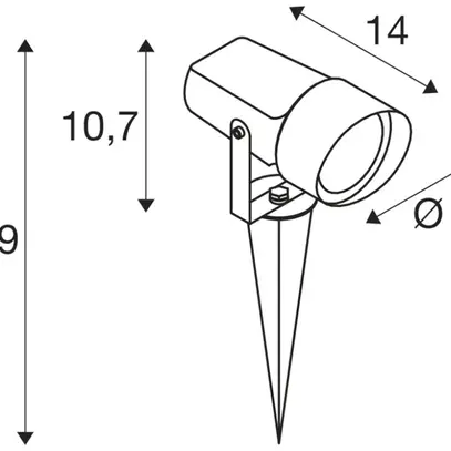 Lampada con picchetto SLV SYNA GU10 1×10W IP65 Ø73×107×140mm nero 