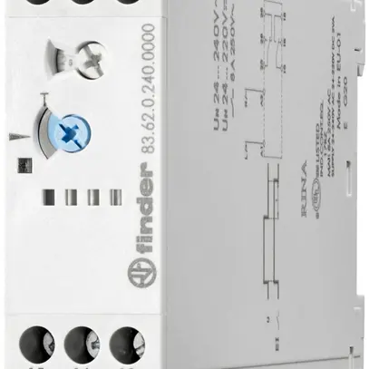 Relè a tempo INS Finder 83.62, 2C 8A 24…240VAC/DC ritardata innescando 180s 