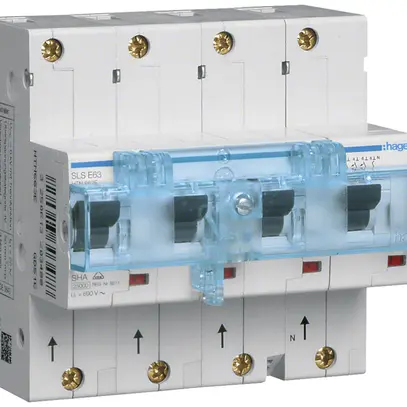 Disjoncteur Hager MCB 4P 230V caractéristique au déclenchement E 63A 25kA 2UM 