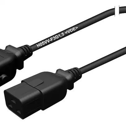 Cavo d'apparecchio 3×1.5mm² 3m nero spina C19/presa C20 blocaggio 250VAC 16A 