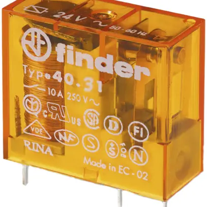 Relais commutation Finder 40, 1F 10A/230VAC AgNi 28000Ω 3.5mm RT II 