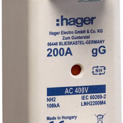 Fusible HPC Hager DIN2 400VAC 224A gG/gL avertisseur double antirouille 
