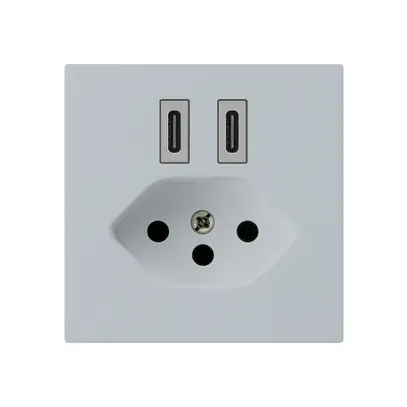 Presa di carica USB Hager kallysto C-C 20W+T13 5V 60×60mm grigio 