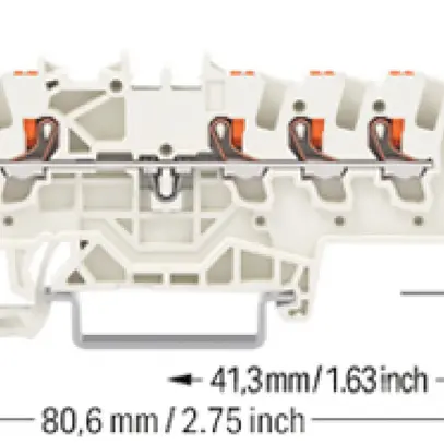 Borne de passage joignable WAGO TOPJOB S 1.5mm² 24A Push-in 5×1 TH35 grc 