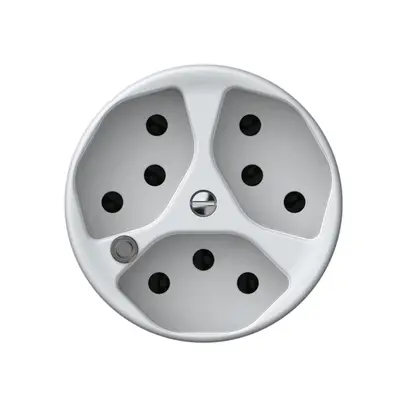 Presa origin 3×tipo 13 lum.verde 10A 230V 60×60mm bianco 