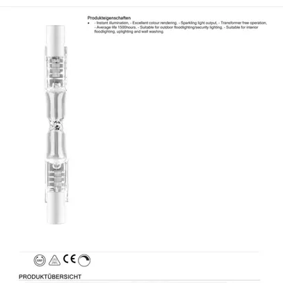 Halogenlampe Sylvania DE ECO R7s 80W 1395lm 2900K 230V 78mm klar 