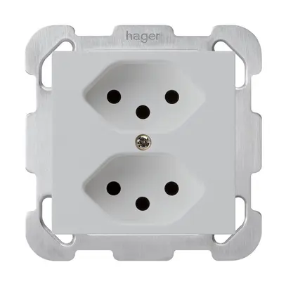 Presa INC kallysto 2×T13 grigio chiaro con piastra di fissaggio 