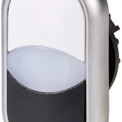 Pulsante doppio ETN RMQ piatto bianco/ne, anello cromato 