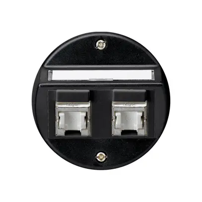 Inserto per presa INC basico A cat.6 2×RJ45/s uscita obliqua nero 