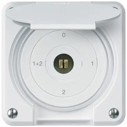 Interrupteur à clé carrée ENC robusto IP55 avec clapet S1/1P blanc combi 