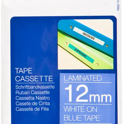 Cassette ruban Brother TZe 12mm×8m, bleu/blanc 