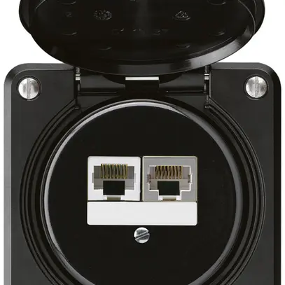 Boîte de raccordement ENC robusto IP55 noir 1×RJ45/s 1×RJ45/u séparés 