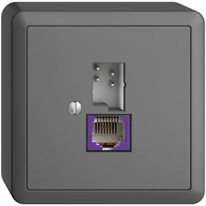 Prise AP T+T 6P/1×RJ45 DSL-à large bande gris foncé EDIZIOdue 