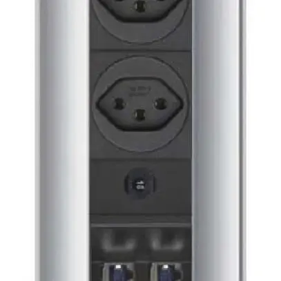 Prise escamotable Tehalit 2×T13+2×RJ45 Liftup 11m avec couvercle à bascule inox 