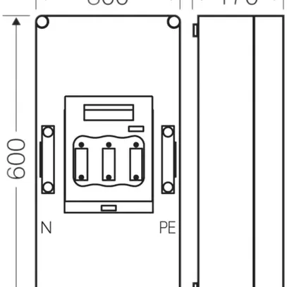 Boîtier NH Hensel Mi, 1×NH 1, 250A 3P+PE+N 