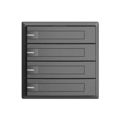Poussoir univ. ENC 4×1t bornes enf. EDIZIOdue gris foncé, avec papier+LED 