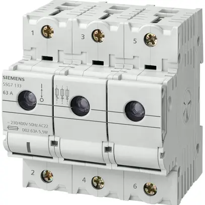 Interrupteur de charge Siemens MINIZED 5SG7 avec fusible D02 3LN 400V 63A 6UM 