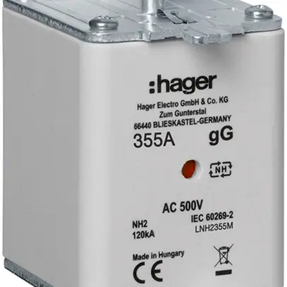 Fusible HPC Hager DIN2 500VAC 355A gG/gL avertisseur double antirouille 