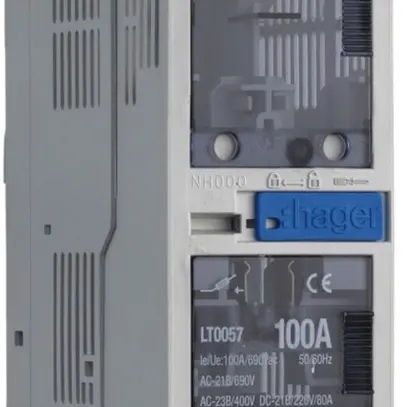 Sezionatore HPC Hager DIN000 690VAC 100A guida 60mm uscita cavi verso alto 