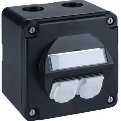 Prise de raccordement AP R&M SplashLine, pour 2×cat.6A, IP54, noir 